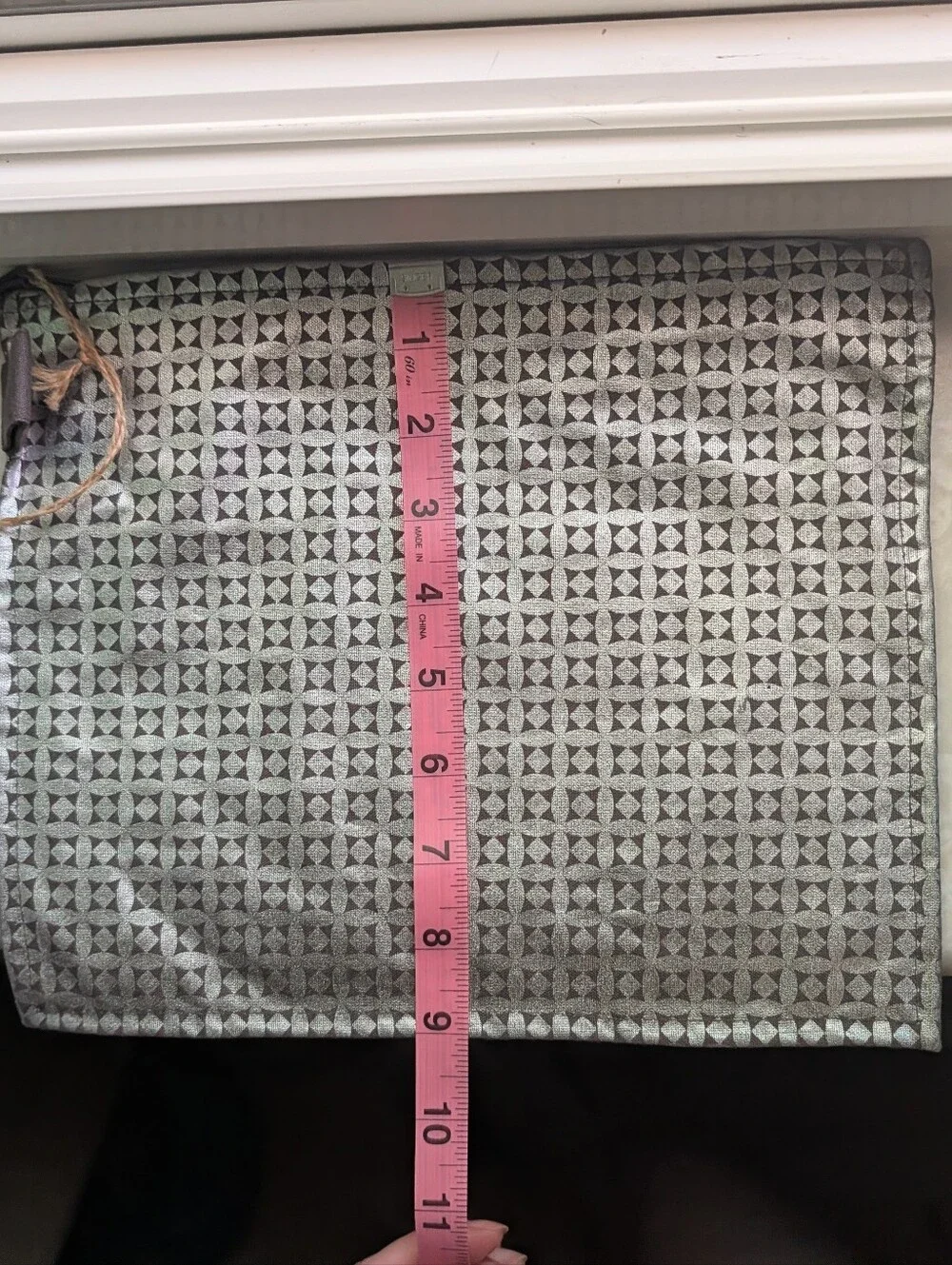 West Elm Silver Geometric Zip Pouch